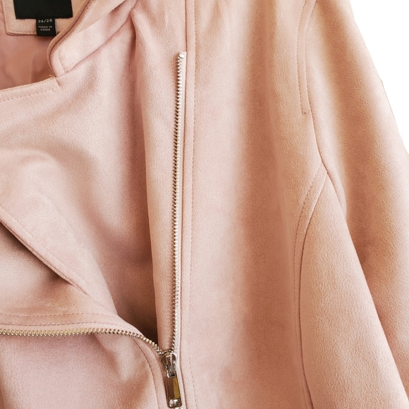 Lane Bryant Blush Pink Faux Suede Moto Jacket Asymmetrical Zip Size 26 28 - Picture 3 of 9